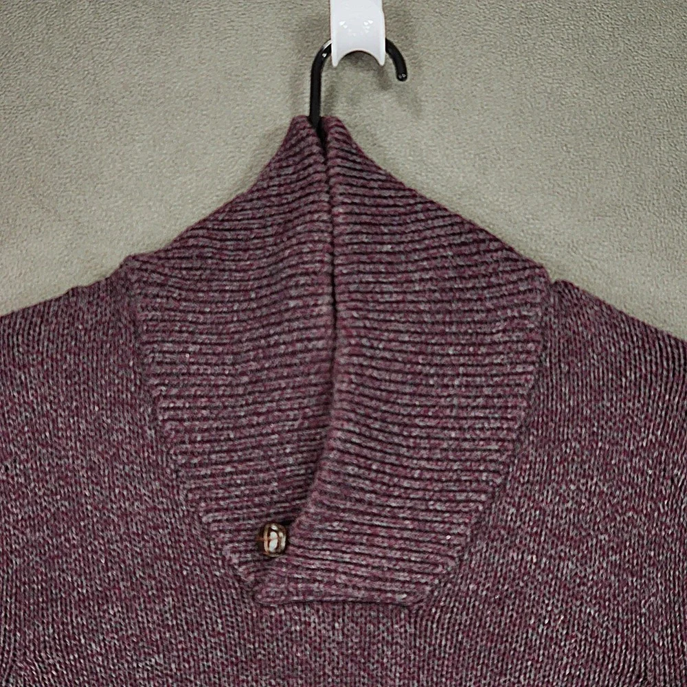 Banana Republic S Men Shawl Collar Sweater Cowl Purple‎ White Cotton Nylon Wool